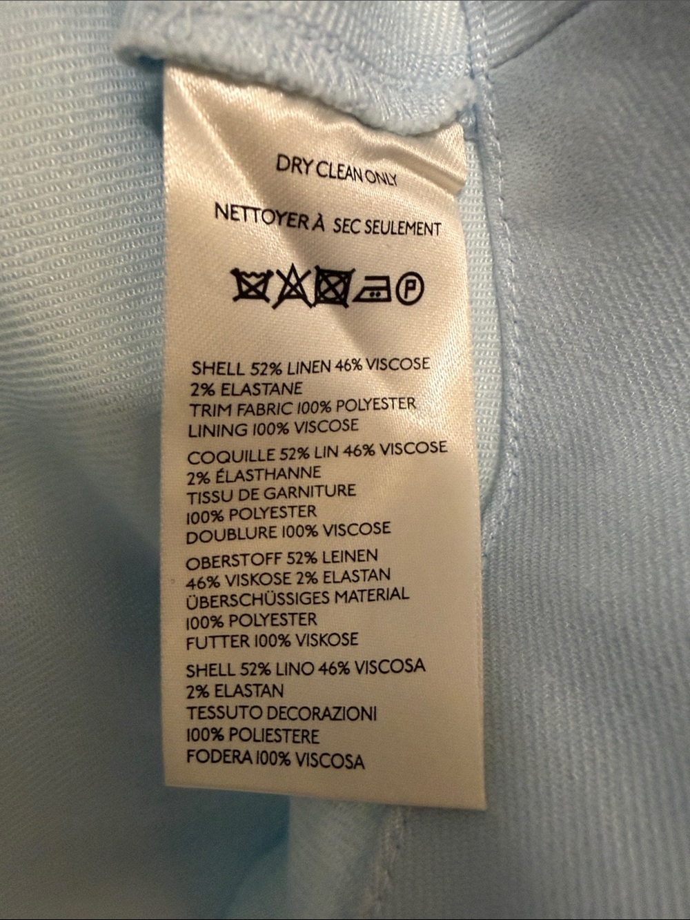 Maeve Linen Blend Blue V‑Neck Layered Hem Mini Dress - Picture 9 of 9